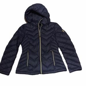 Michael Kors Dark Blue Hooded Puffer Jacket